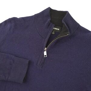 Bonobos Sweater Mens S Blue Cotton Cashmere 1/4 Zip Mock Neck Knit Pullover